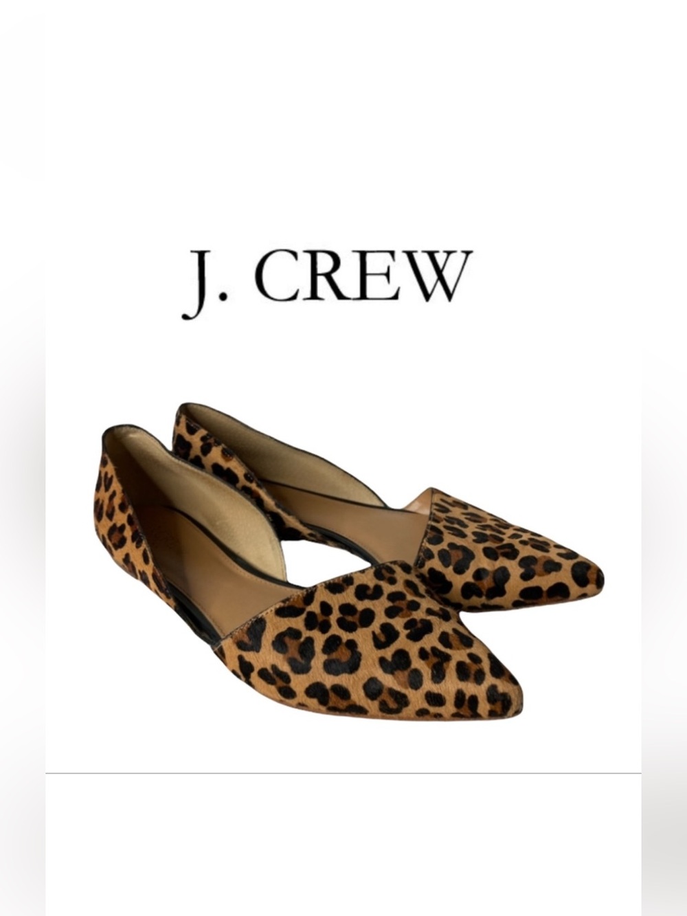 Nice JCrew D’Orsay Calf Hair Leopard Flats Size 9 Perfect for Fall